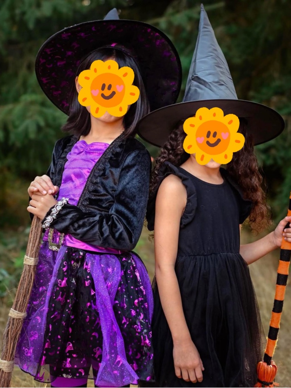 Girls Purple Witch Costume with Hat - Unbranded